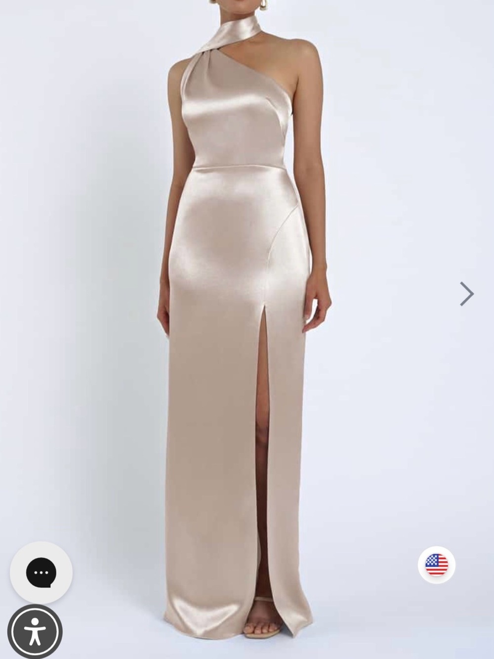Jenny Yoo One-Shoulder Satin Gown in Champagne-Blush